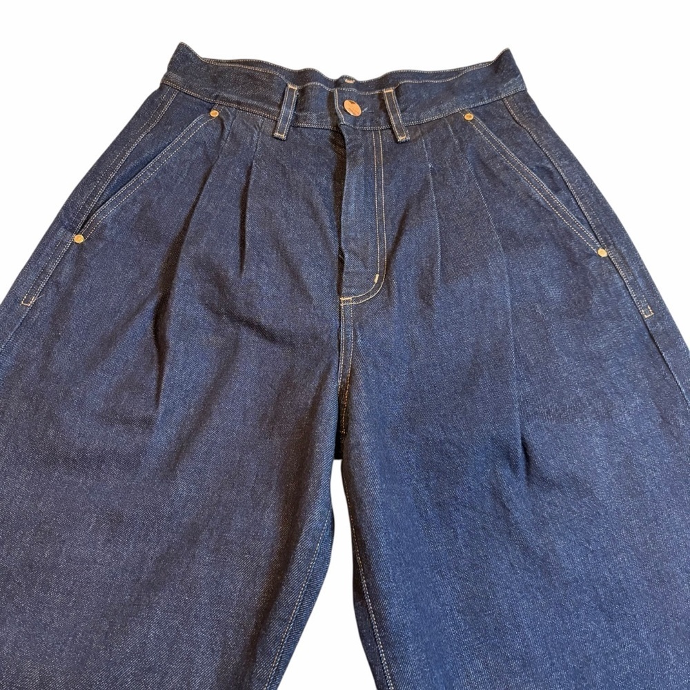 Goldsign Wide-Leg Pleated Denim Trousers | Made in USA, Size 26